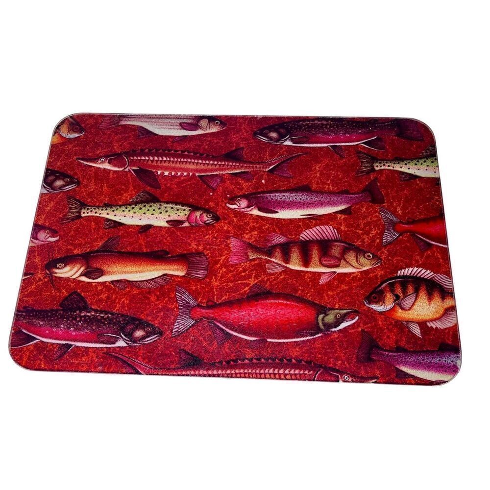 Break Through The Red Tempered Glass Cutting Board Red Fish Themed Fisherman